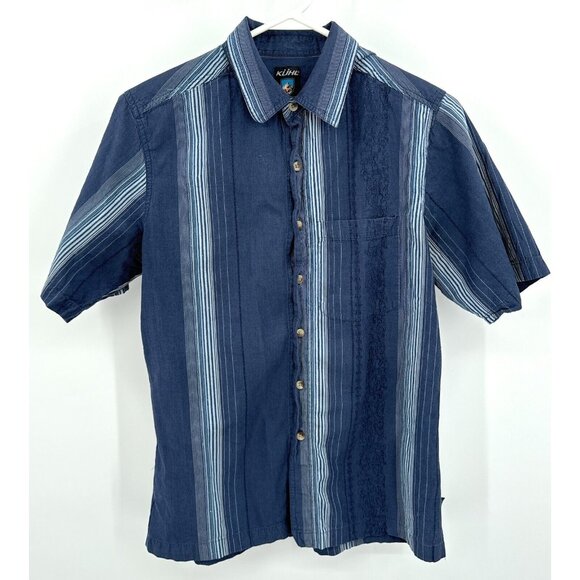 Kuhl Button Up Short Sleeve Mens Embroidered Shirt Blue Sz S - Picture 1 of 4